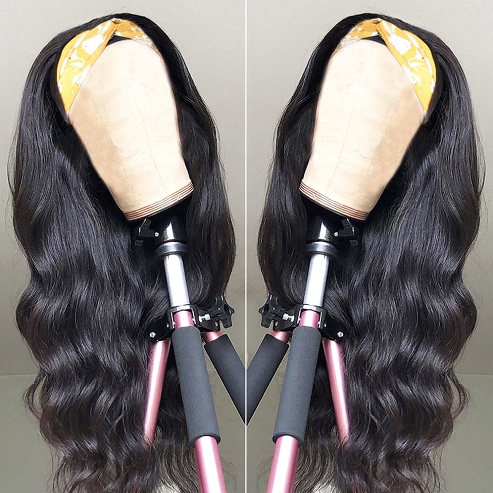 catti side profile of model wearing headband wig demonstrating natural hairline