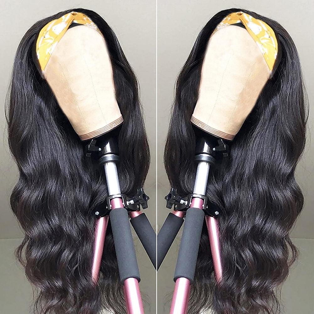 catti side profile of model wearing headband wig demonstrating natural hairline