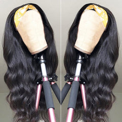 catti side profile of model wearing headband wig demonstrating natural hairline