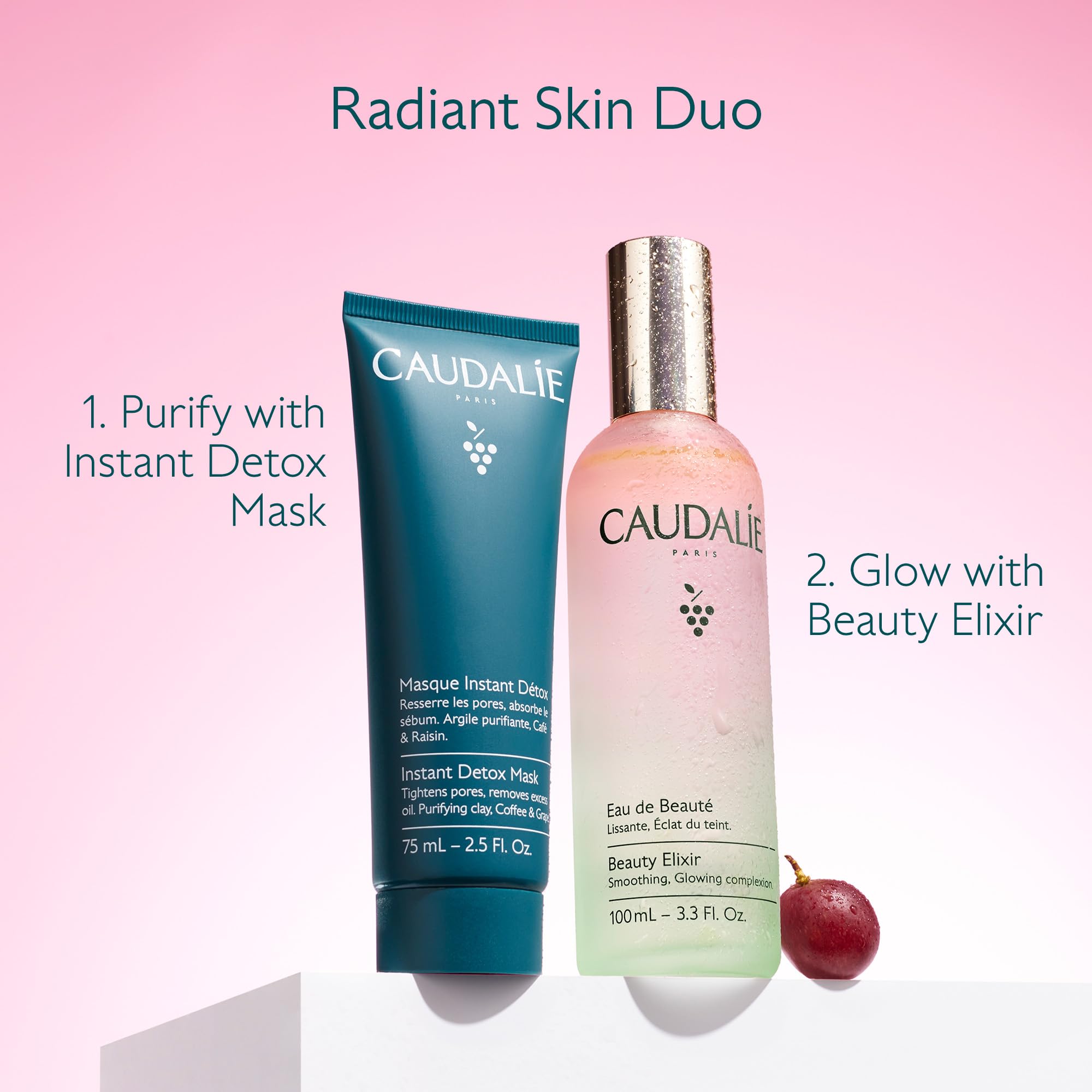 Caudalie Beauty Elixir on an office desk suggesting midday refresh and aromatherapy boost