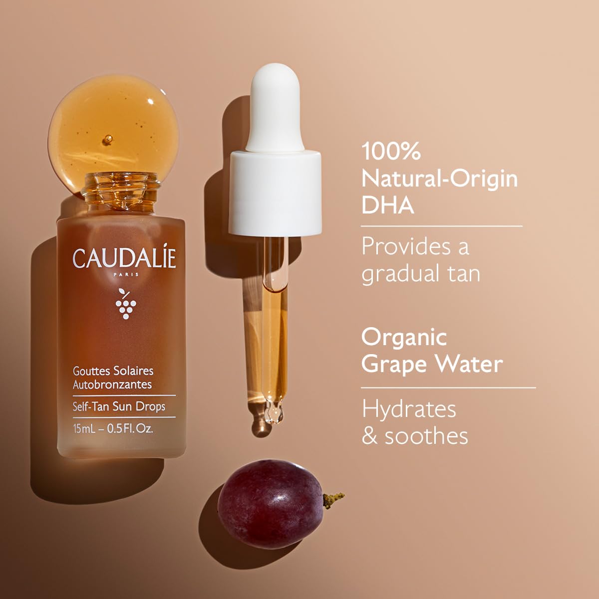 Caudalie grape water ingredient visual indicating soothing hydration