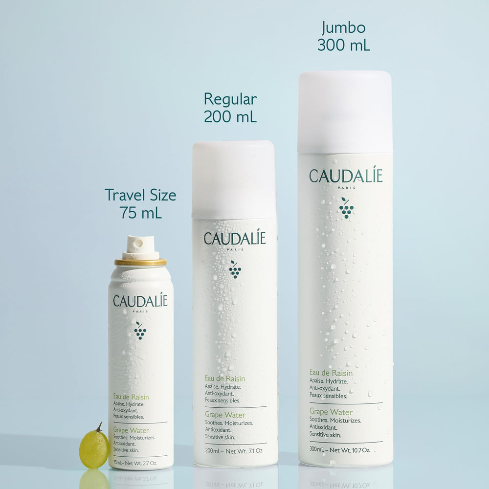 Caudalie grapes and water ingredients visual conveying mineral-rich hydration