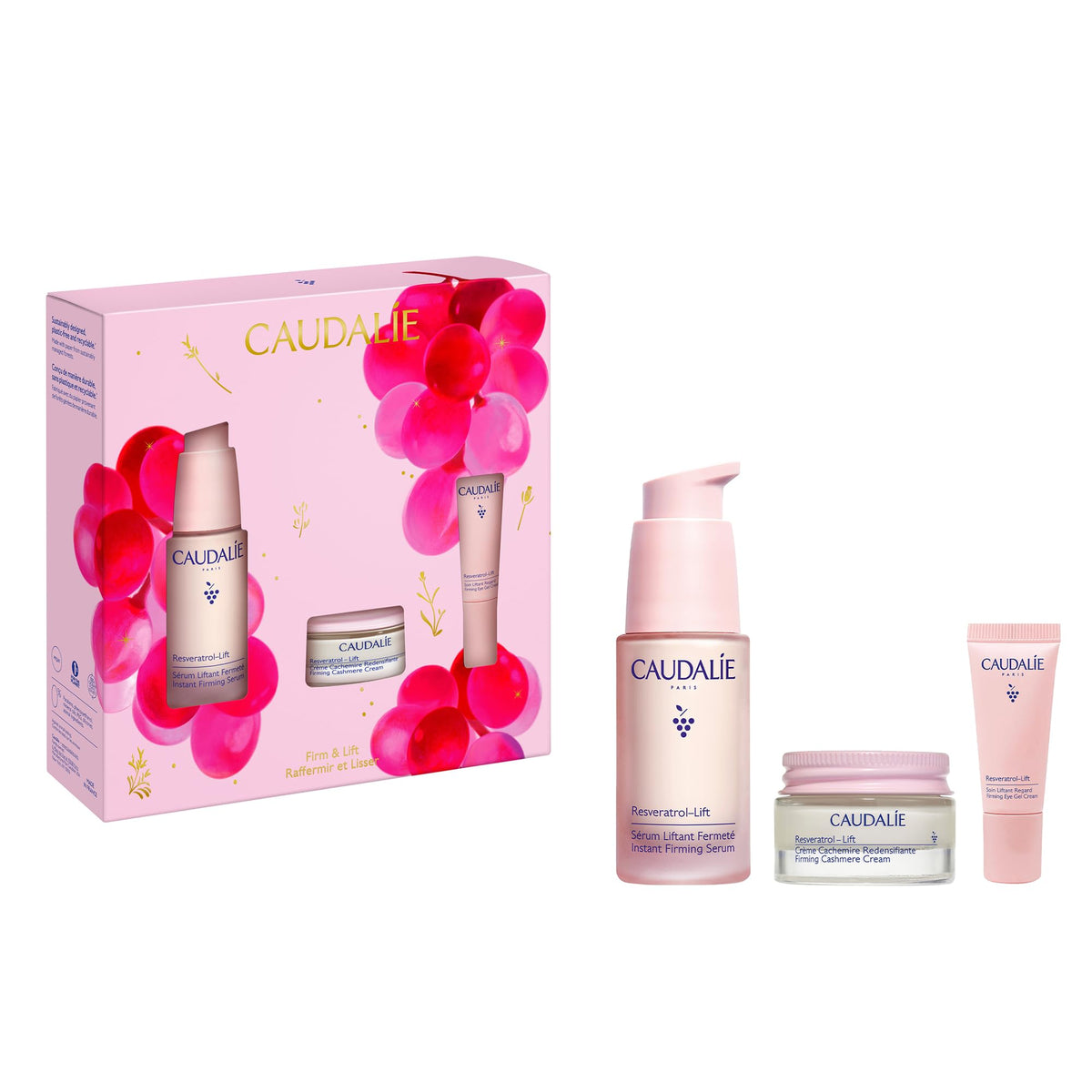 Caudalie Instant Firming Serum front view showing elegant packaging and visible benefits