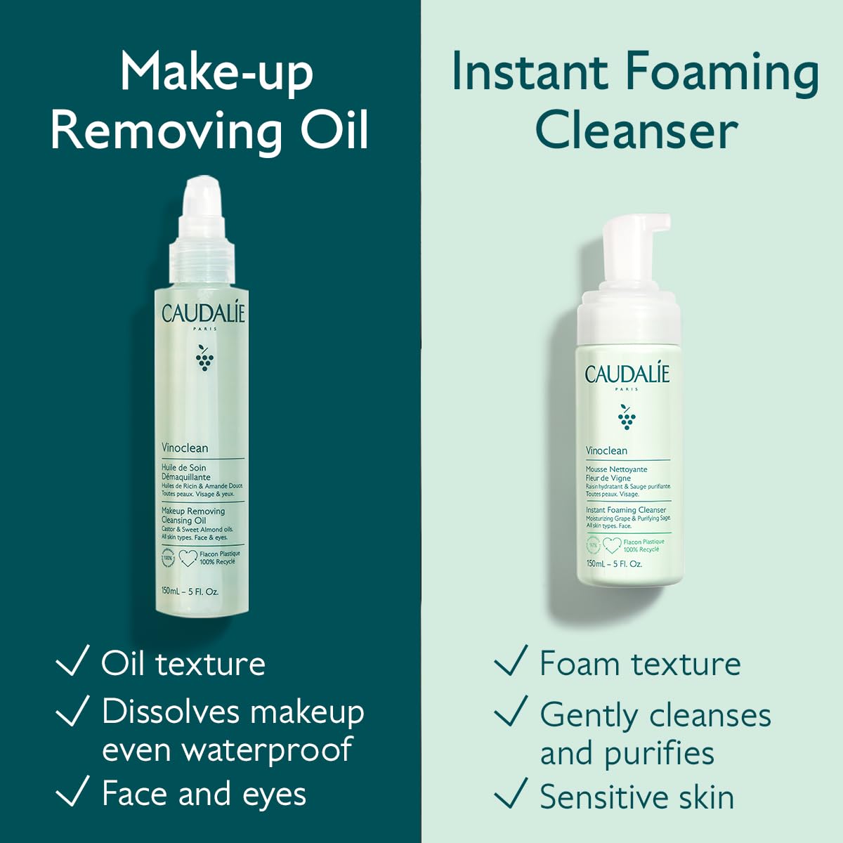 Caudalie Vinoclean emulsified milky rinse showing easy water activation