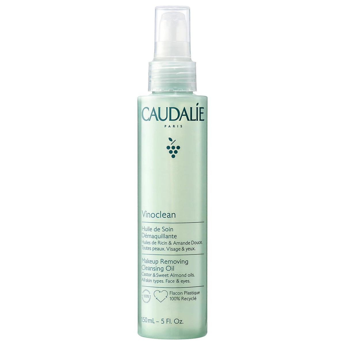 Caudalie Vinoclean front bottle showing sleek packaging and travel-ready size