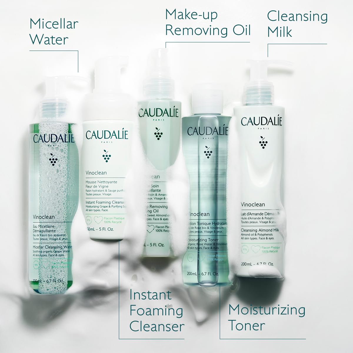 Caudalie Vinoclean label closeup highlighting natural oil ingredients