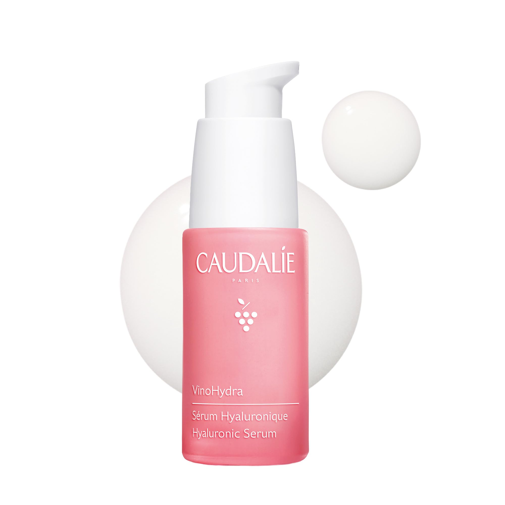 Caudalie bottle front view showing VinoHydra lightweight serum benefits