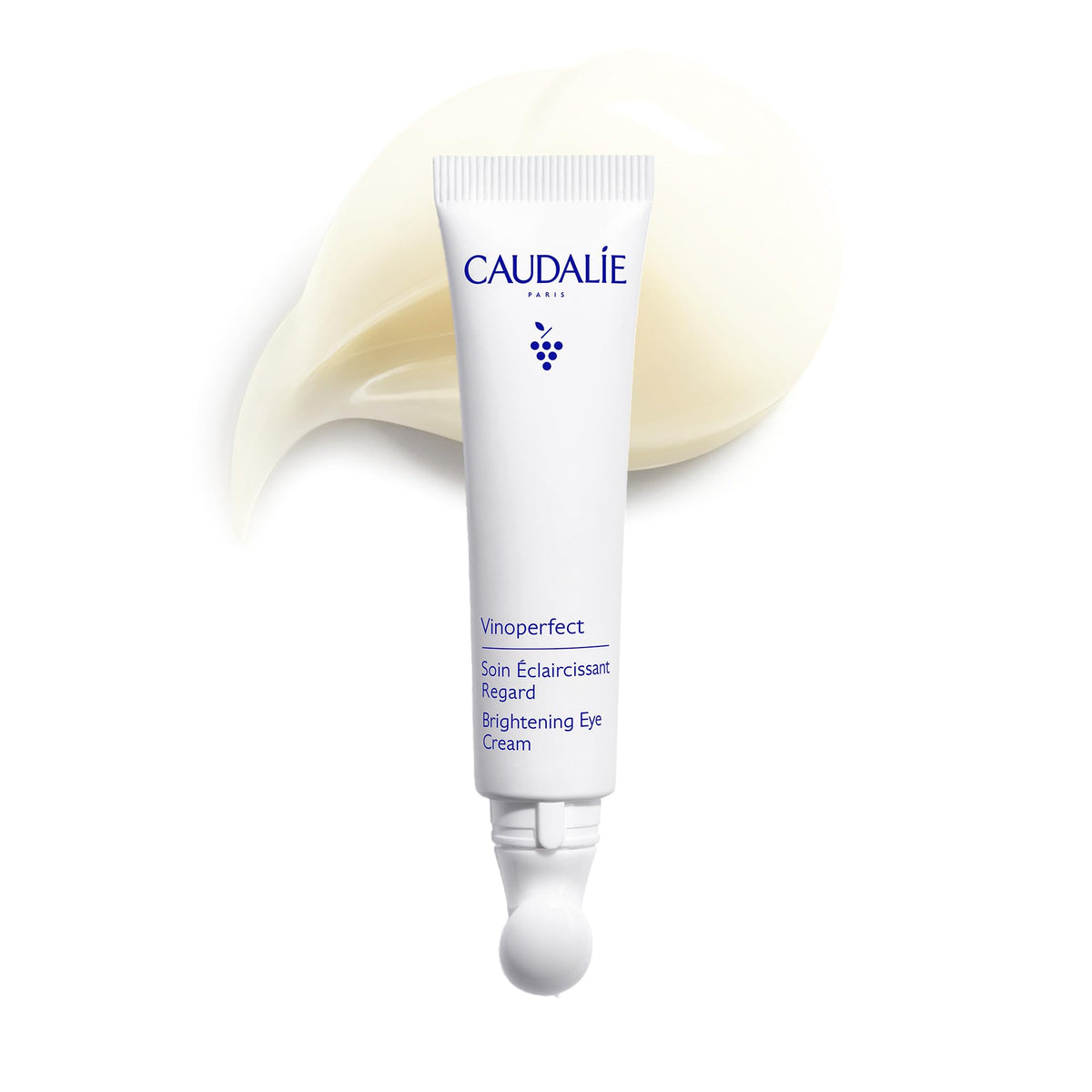 Caudalie front tube showing product and elegant branding for brightening benefit