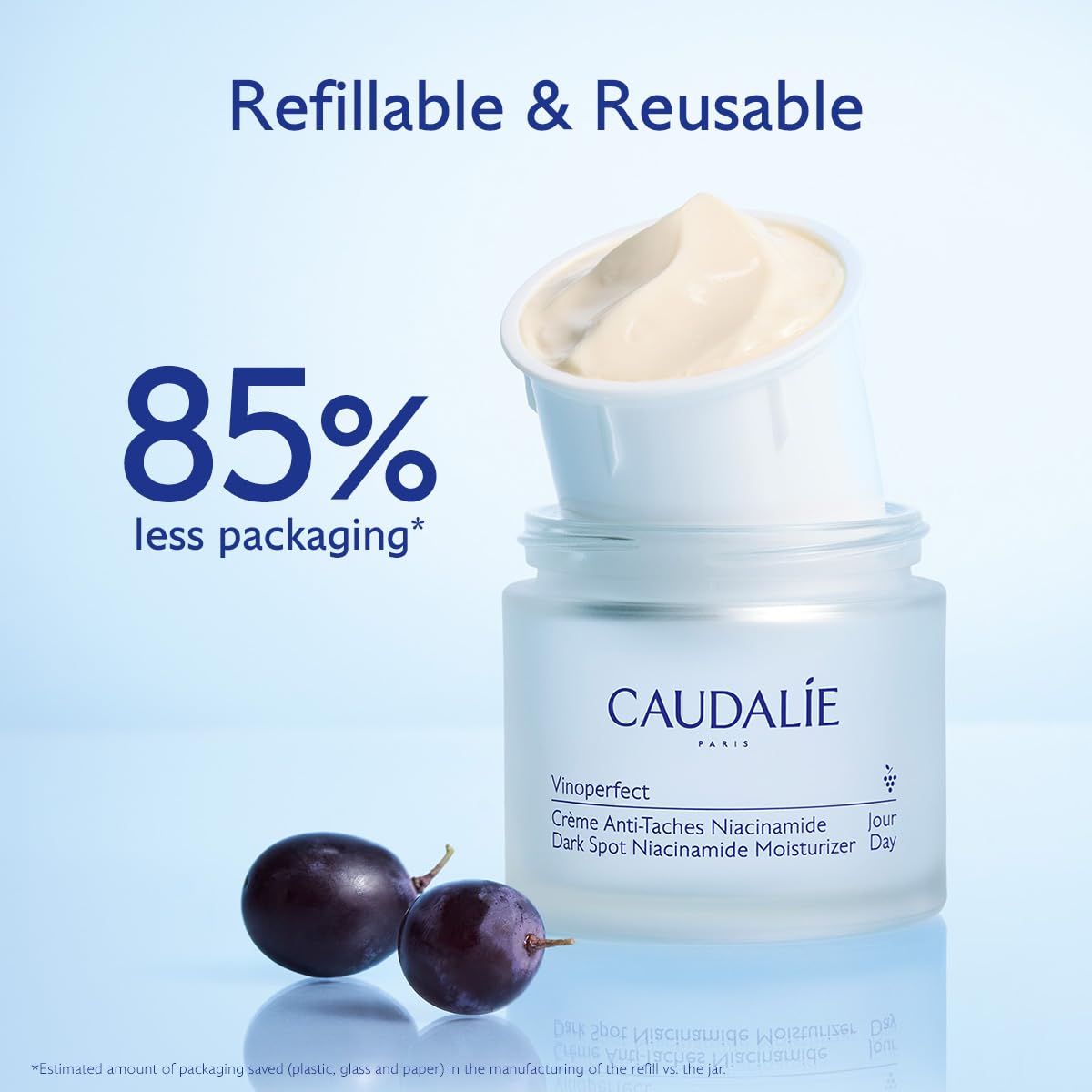 Caudalie skincare routine flatlay with product showing layering use benefit