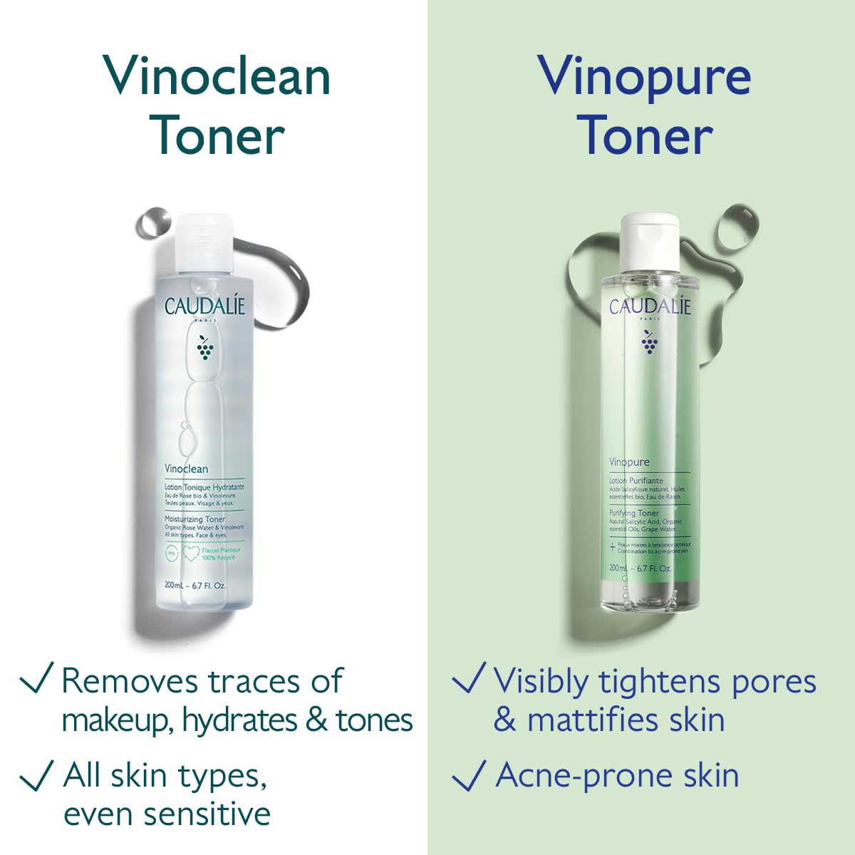 Caudalie nozzle close-up showing precise dispensing and spill-free benefit