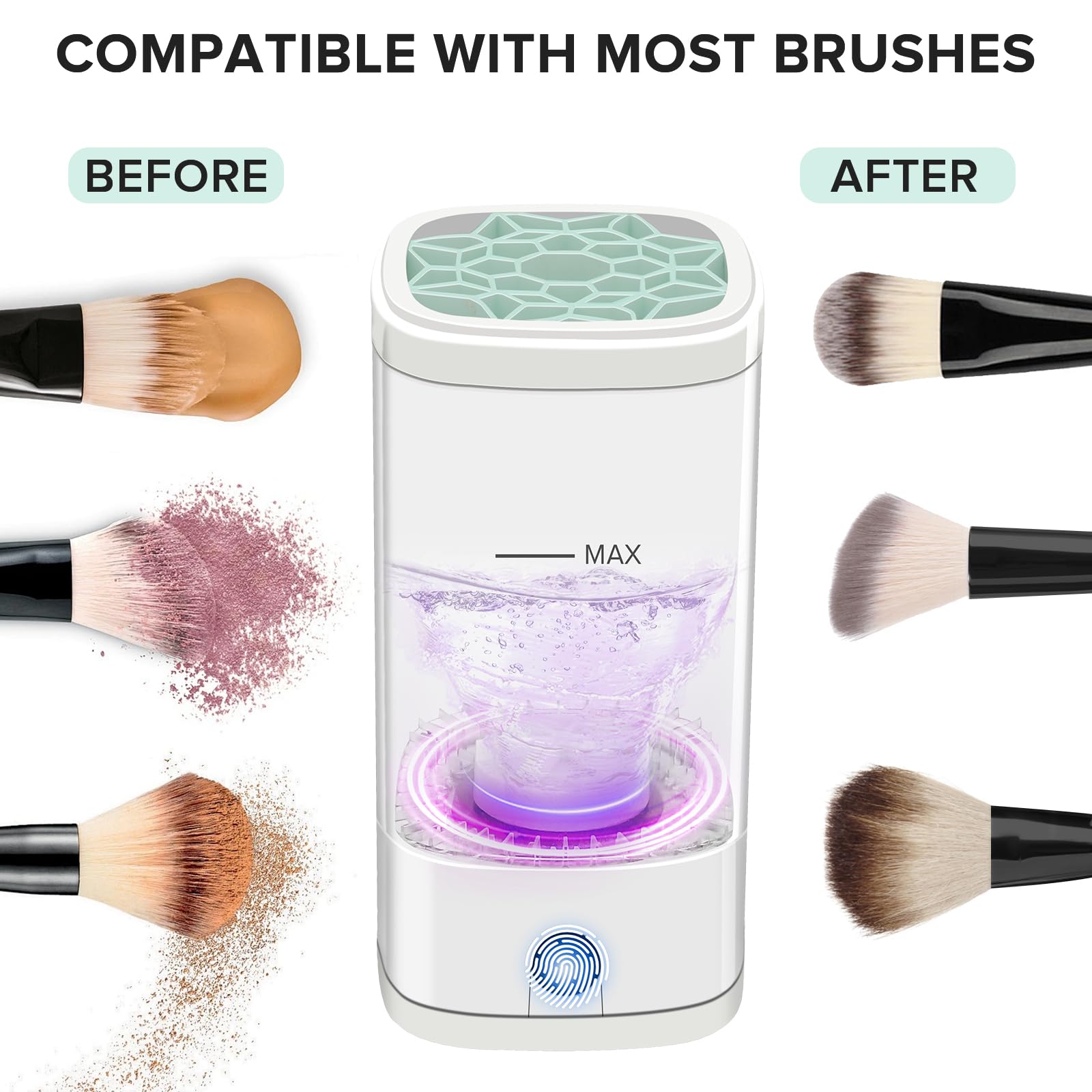Cbsrvmlp brush spinning in machine demonstrating efficient residue removal and gentle care