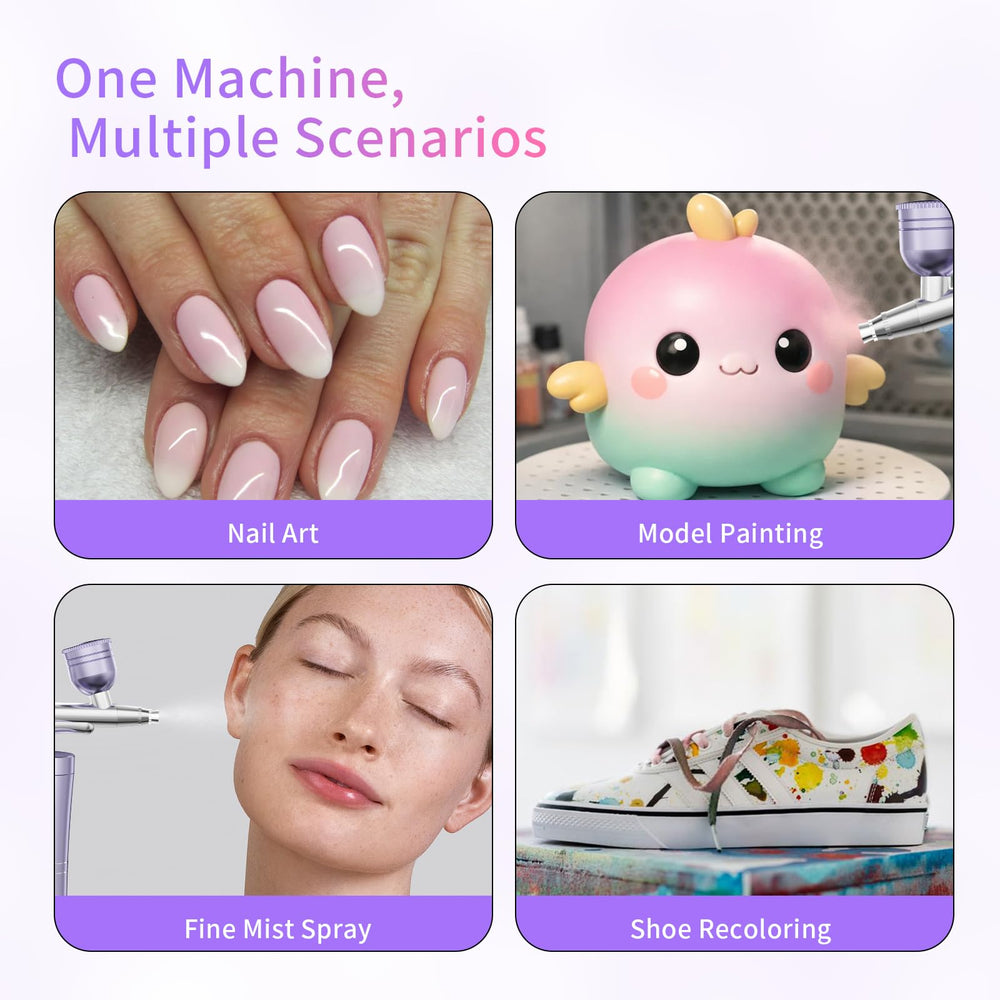 CBVCBV airbrush spraying nail art demonstrating smooth gradients and precise control