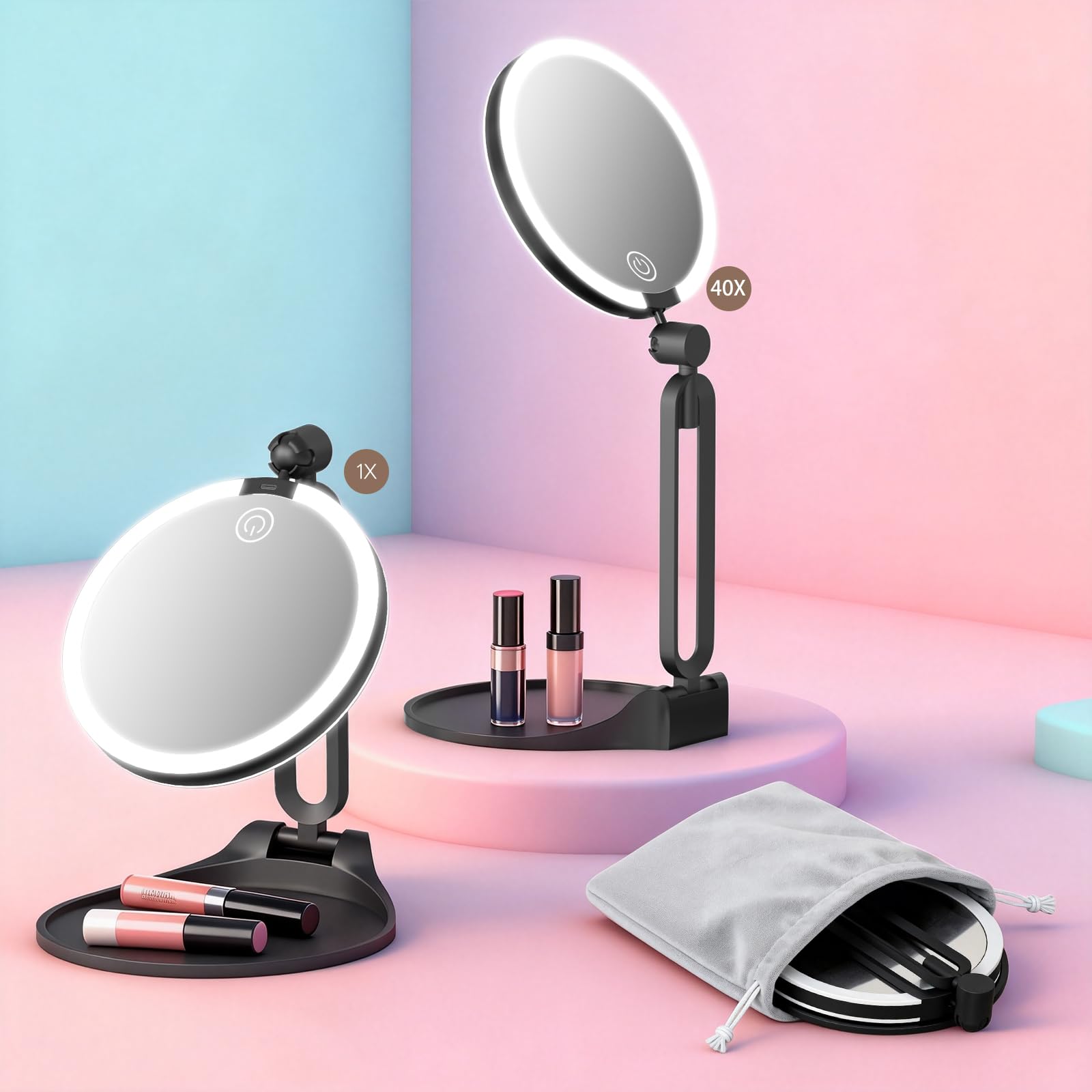 CC Mirrors front view folded shows sleek portability and travel readiness