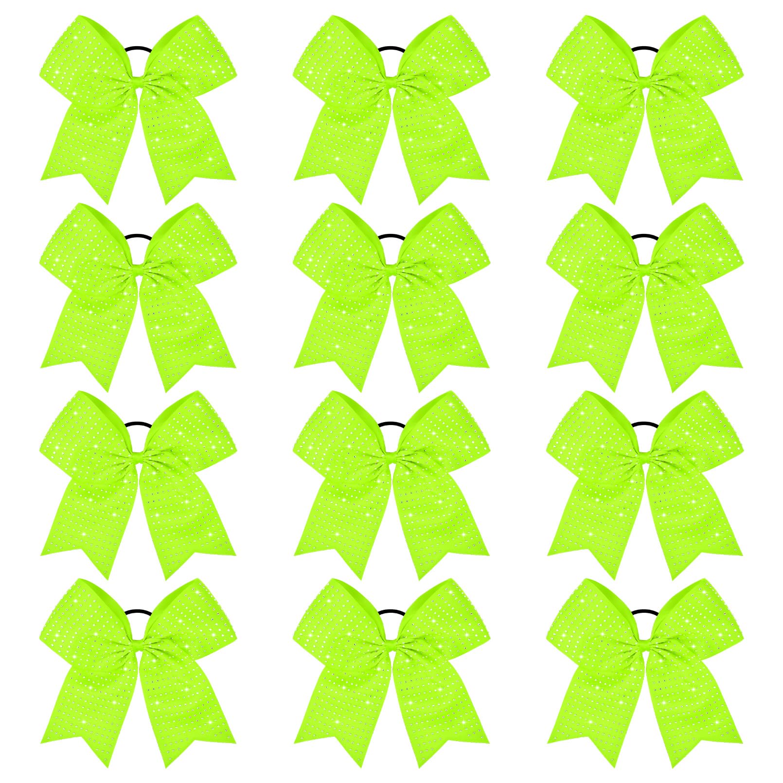 CEELGON front view of neon green cheer bow pack showing bright color and quantity, great team uniformity