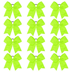 CEELGON front view of neon green cheer bow pack showing bright color and quantity, great team uniformity