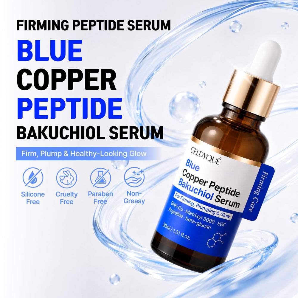 CELDYQUE serum texture close-up blue gel showing lightweight absorbent texture benefit quick absorption