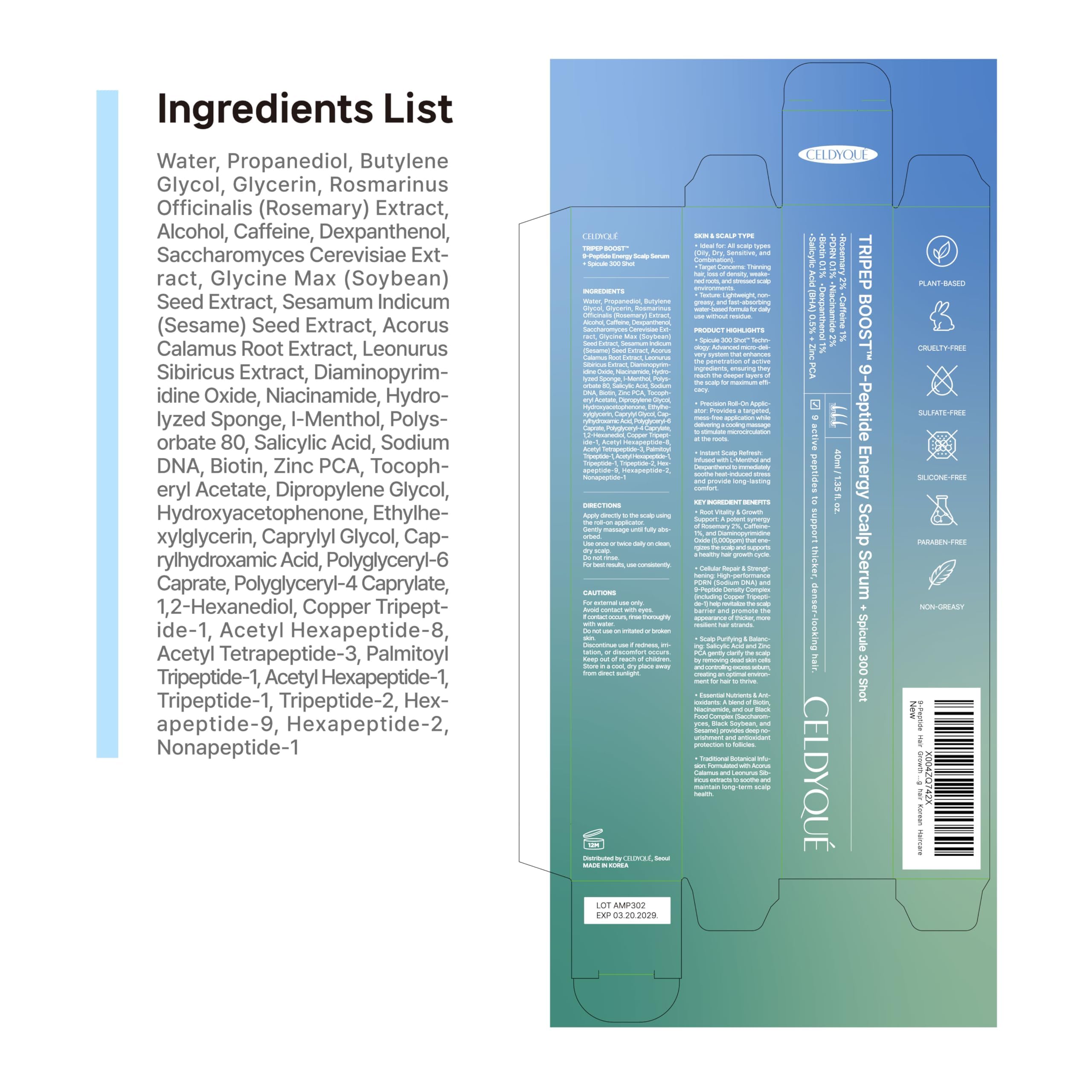 CELDYQUE product label ingredients list communicating transparency and benefits