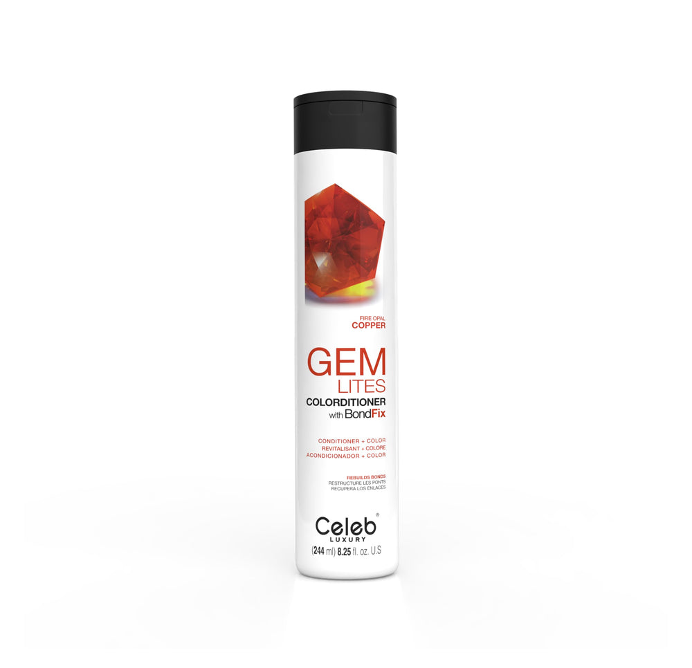 Celeb Luxury bottle front view showing Fire Opal label and benefits