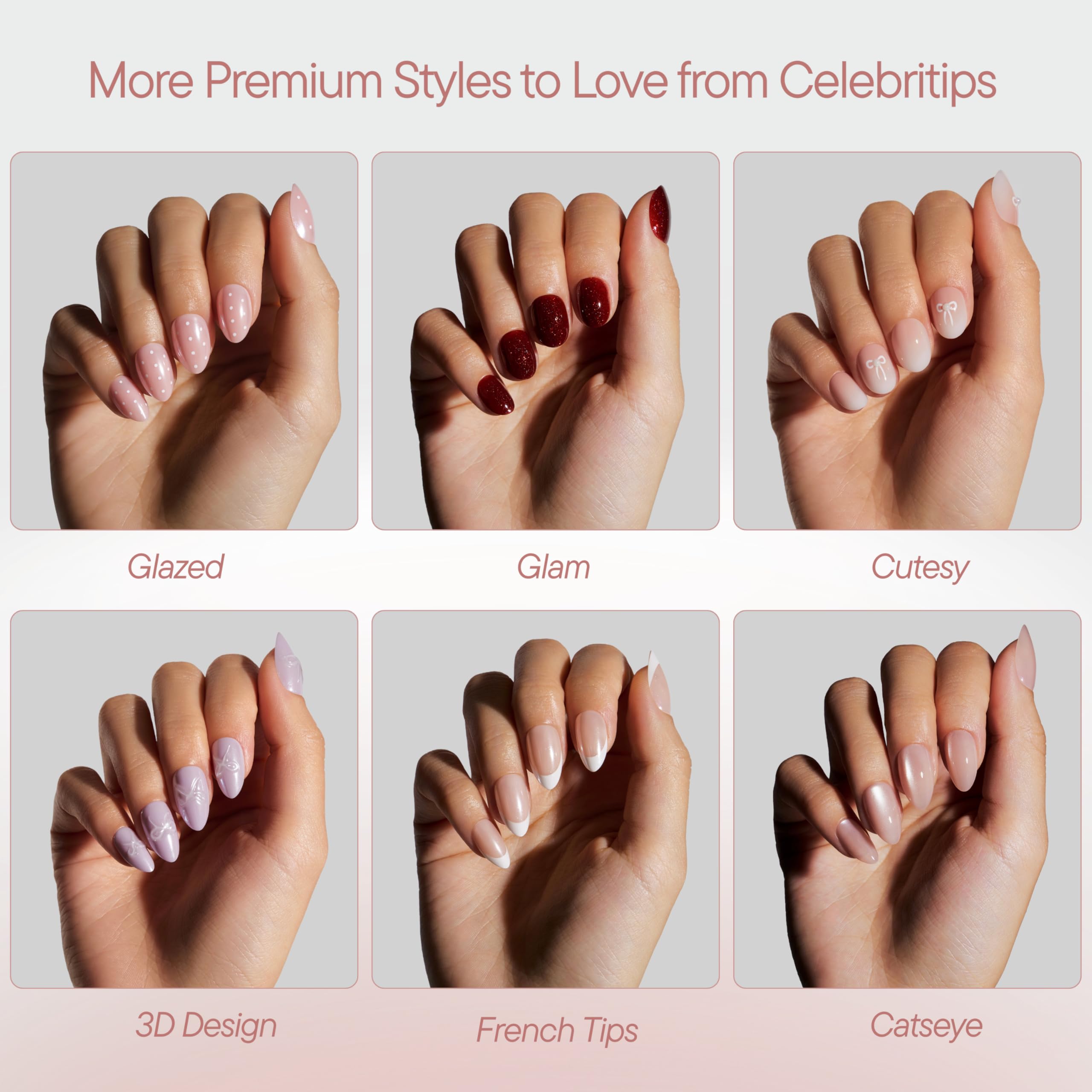 Celebritips Amber Muse adhesive options display showing glue and sticky tabs included