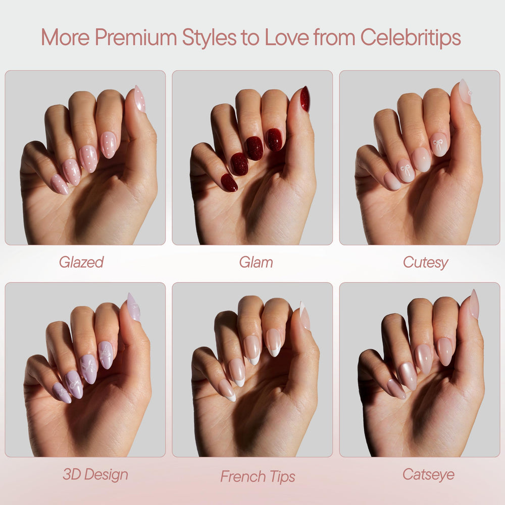 Celebritips lifestyle image of model wearing short almond nails