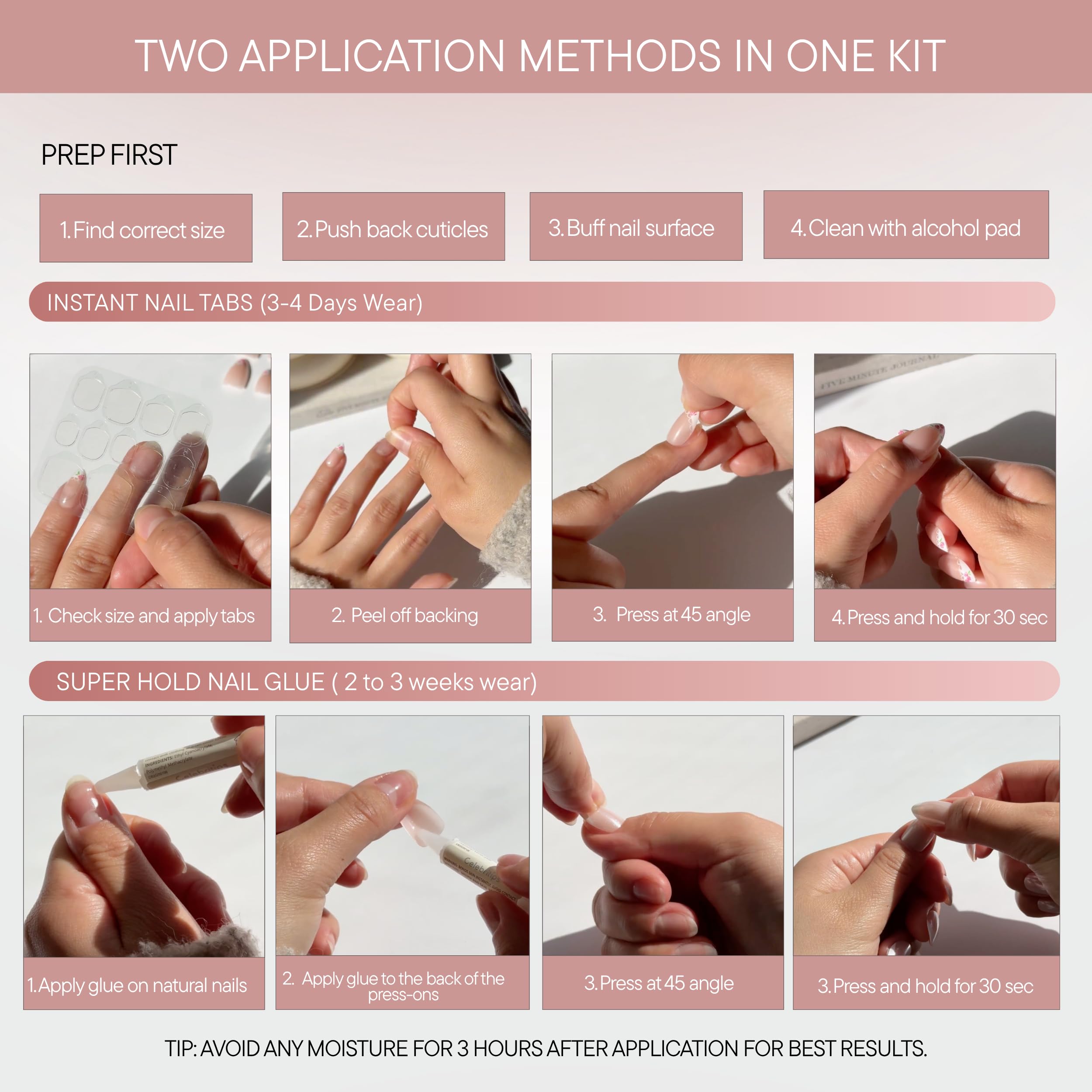 Celebritips size layout with 16 sizes for precise fitting