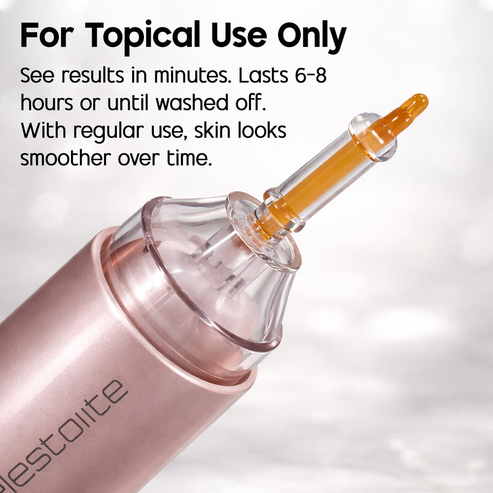 Targeted Celestolite application on forehead to temporarily soften creases