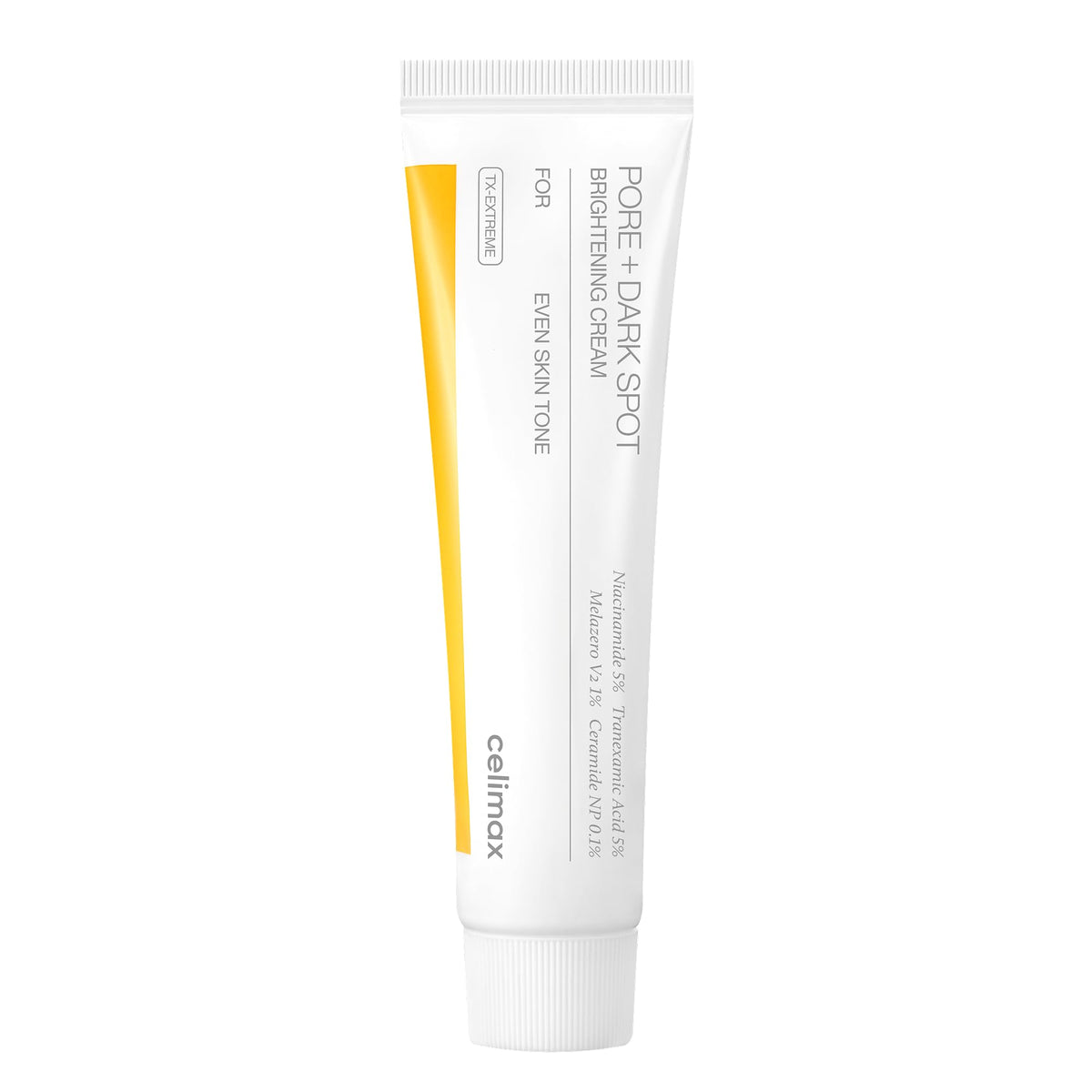 celimax jar front view showing product and clear benefit of brightening