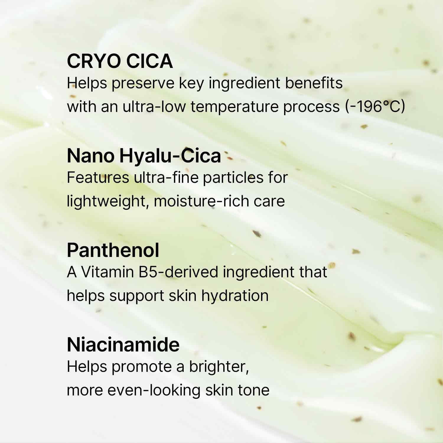 celimax label showing Centella ingredient for soothing and barrier support