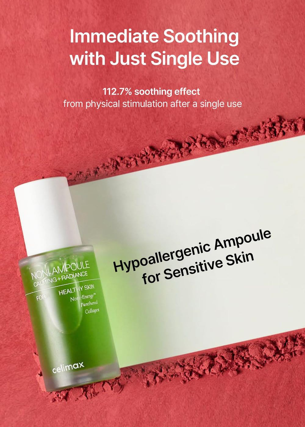 celimax ampoule held in hand to show true size and travel-friendly convenience
