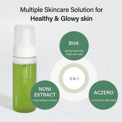 celimax noni cleanser foam close-up showing soft micro-bubble texture and gentle cleanse