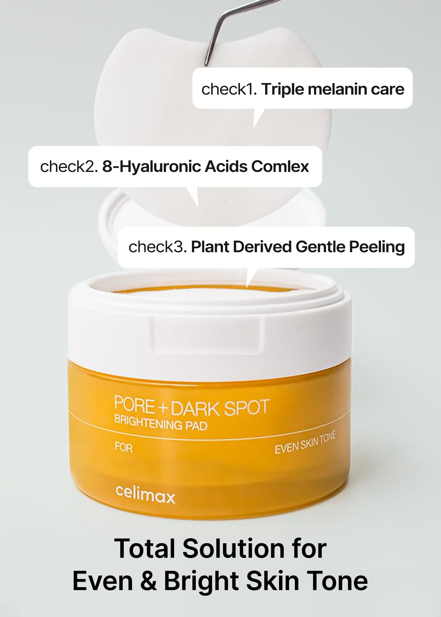 celimax pad pressed to cheek as spot treatment improving targeted discoloration