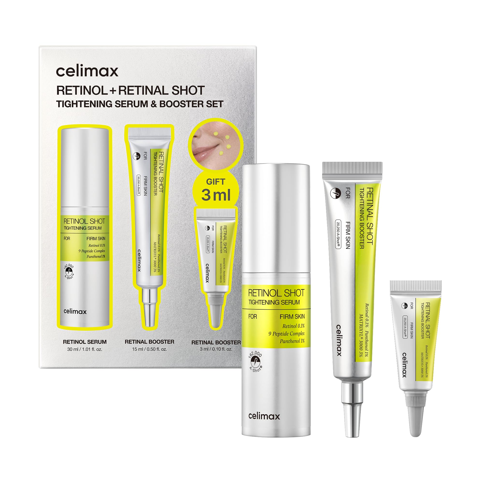 celimax retinol serum pump close-up highlighting elegant dispenser and control