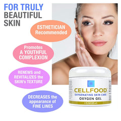 Ingredient card showing aloe and lavender for Cellfood oxygen gel, soothing benefits