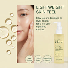 Cellu Beauty applying oil to face and neck for nighttime moisturizing routine