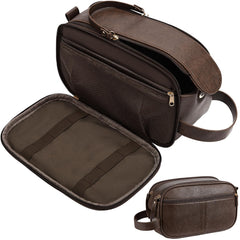 Celvetch dark brown front view showing sleek PU leather and zipper, professional look