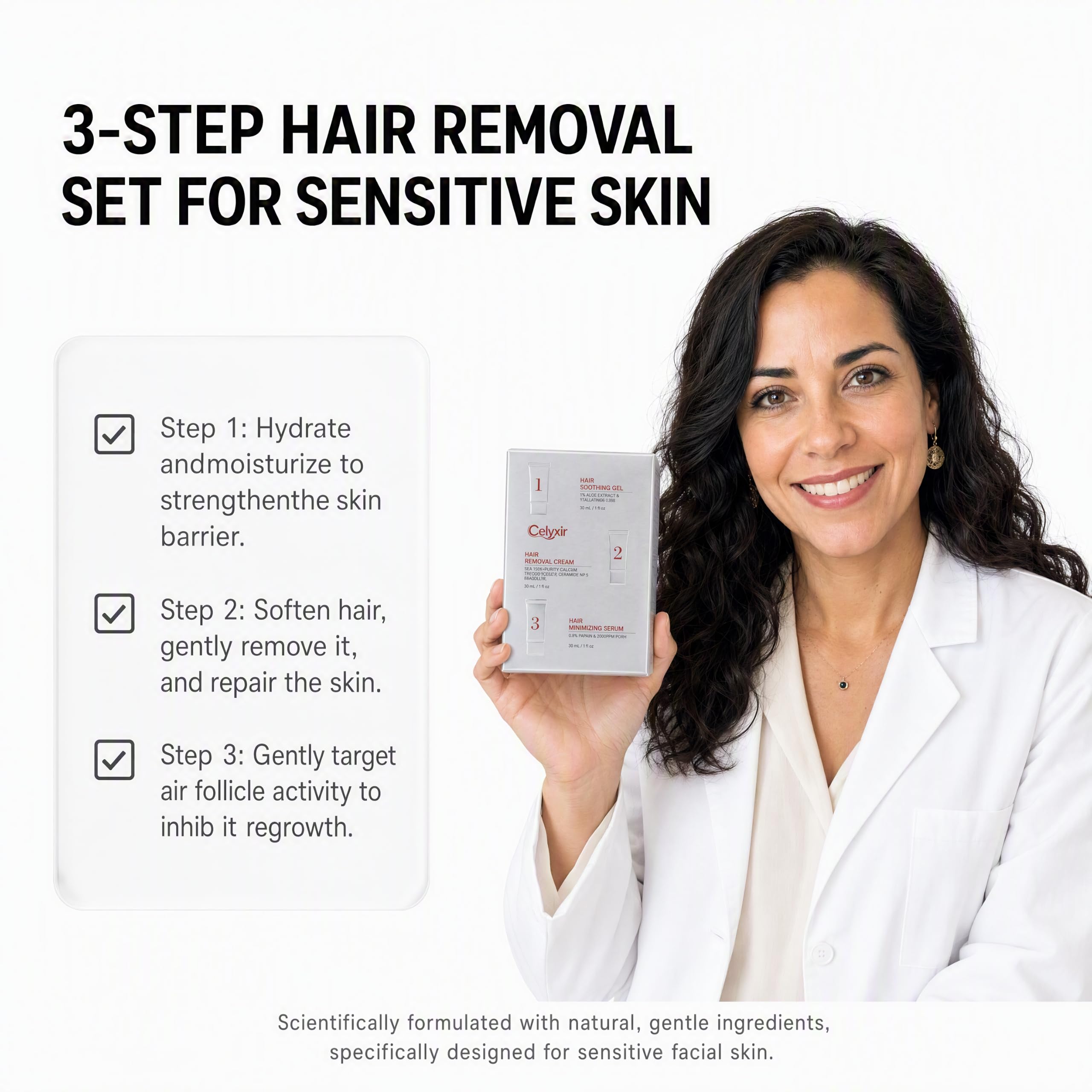 Celyxir tube close-up showing creamy texture and ingredient emphasis for gentler removal
