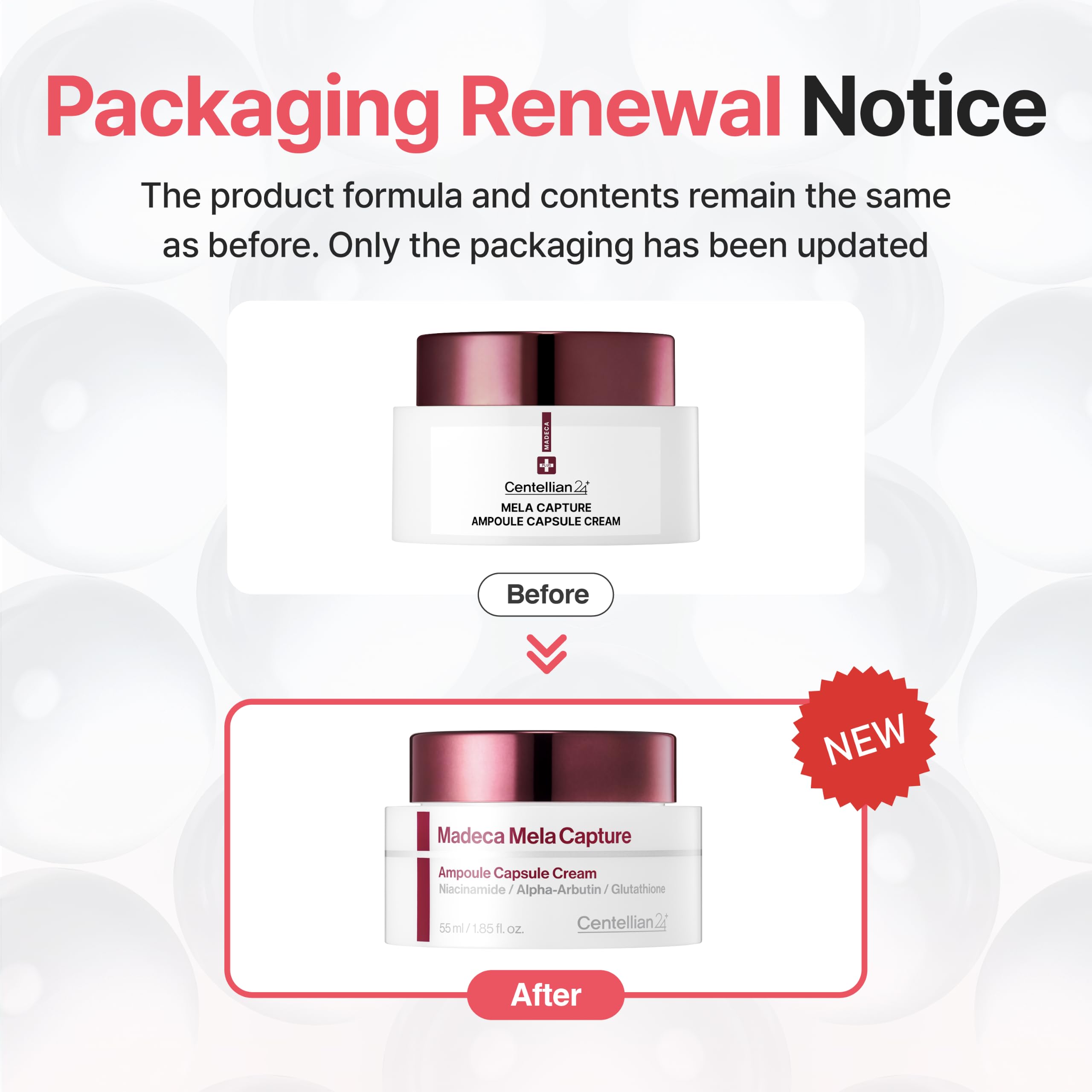 CENTELLIAN 24 before and after layout illustrating smoother, radiant-looking skin