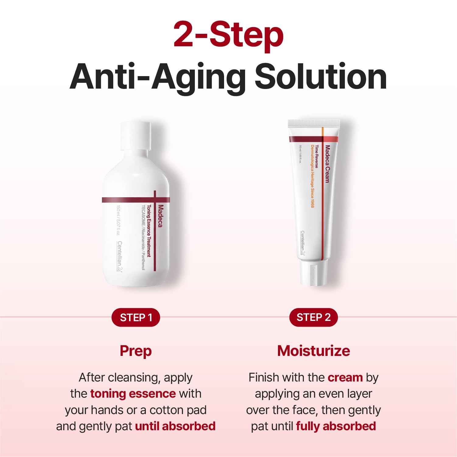 Centellian 24 morning and evening routine in bathroom illustrating daily use benefit