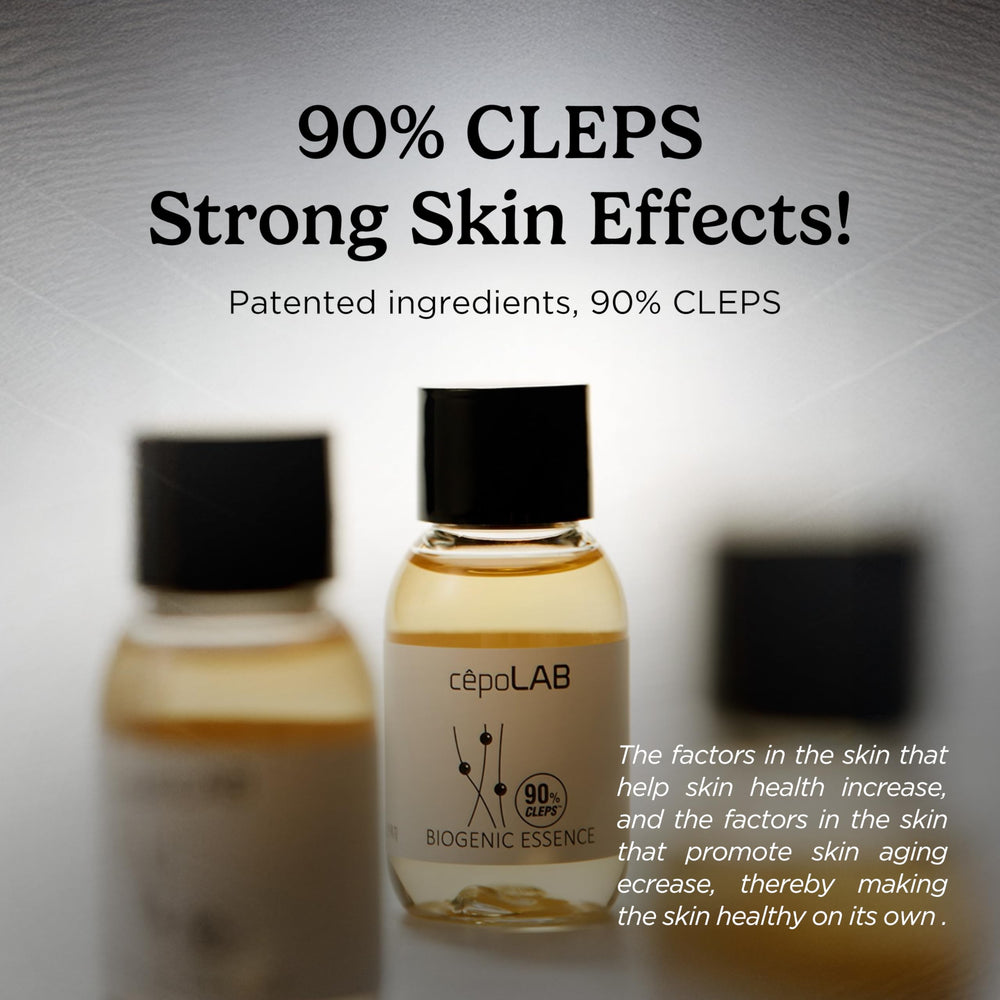 CEPOLAB Biogenic Essence label close-up showing CLEPS® concentration and ingredient transparency benefits
