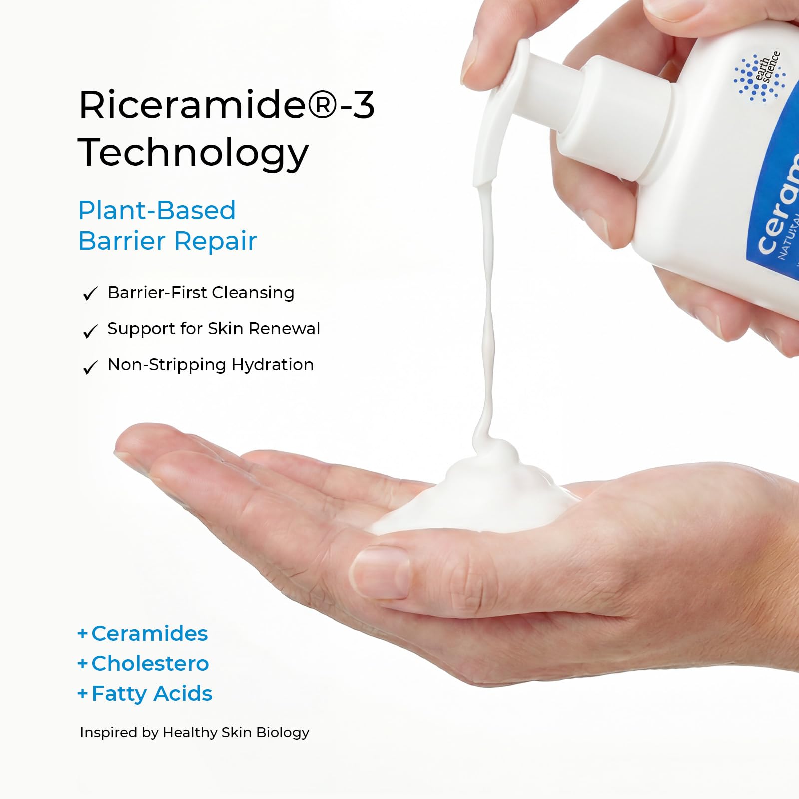 Ceramedx close-up label highlighting plant-based riceramide-3 ingredients