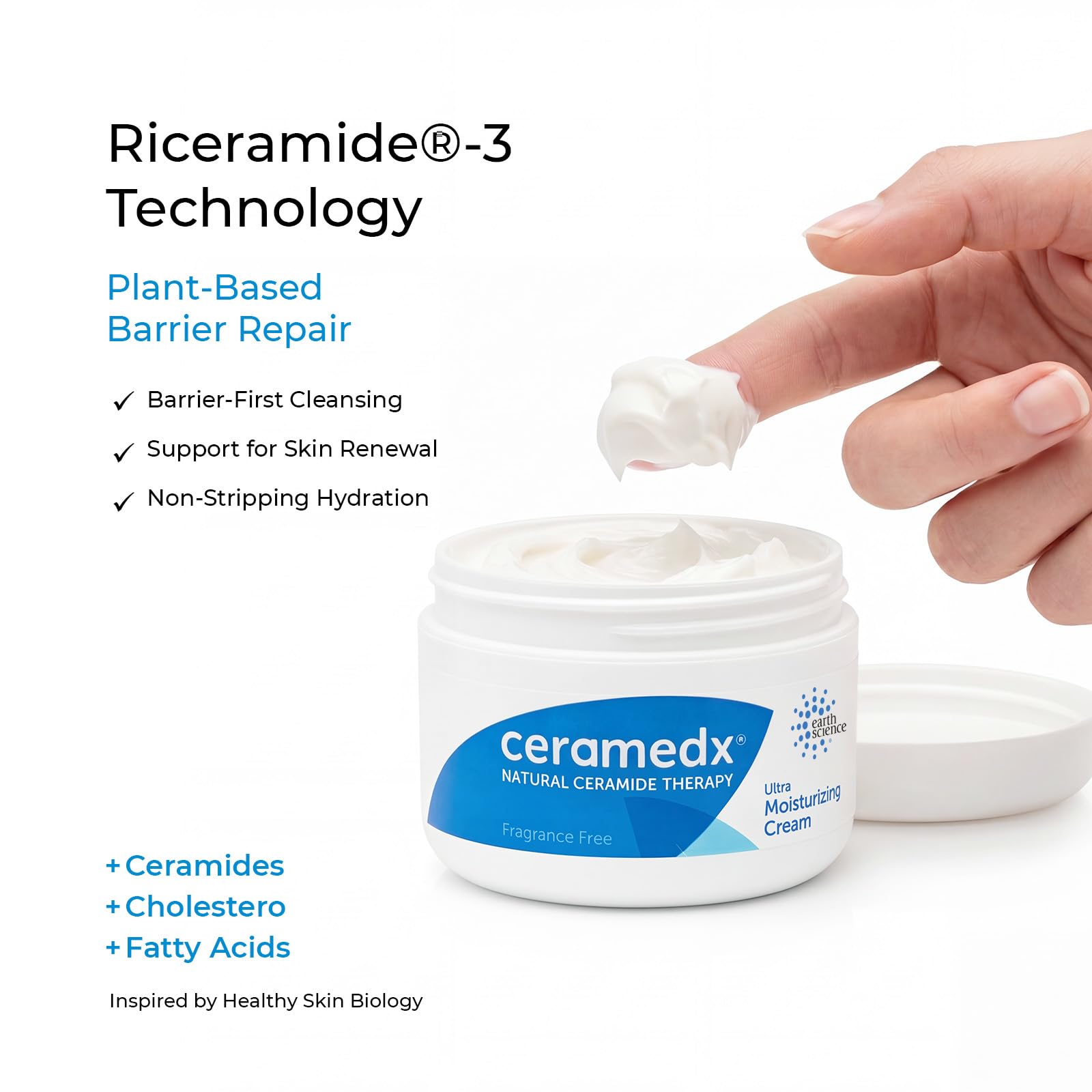 Ceramedx open jar with cream visible showing easy scoopability benefit