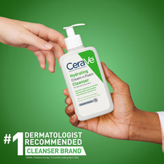 CeraVe 19oz bottle held next to a hand to show scale and long-lasting supply benefit