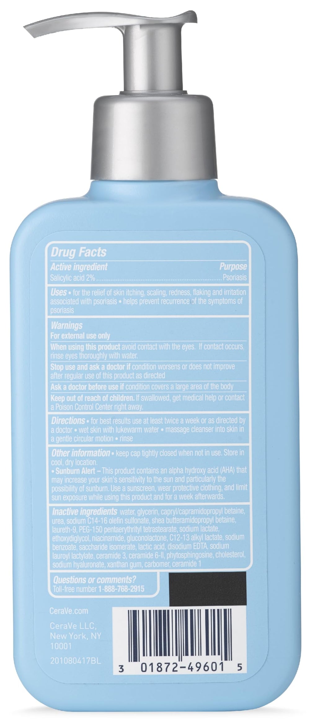 CeraVe bottle held in hand to show 8 oz scale and travel-friendly benefit
