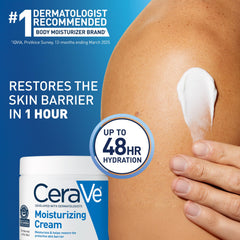Close-up of CeraVe label highlighting ceramides and barrier support benefit