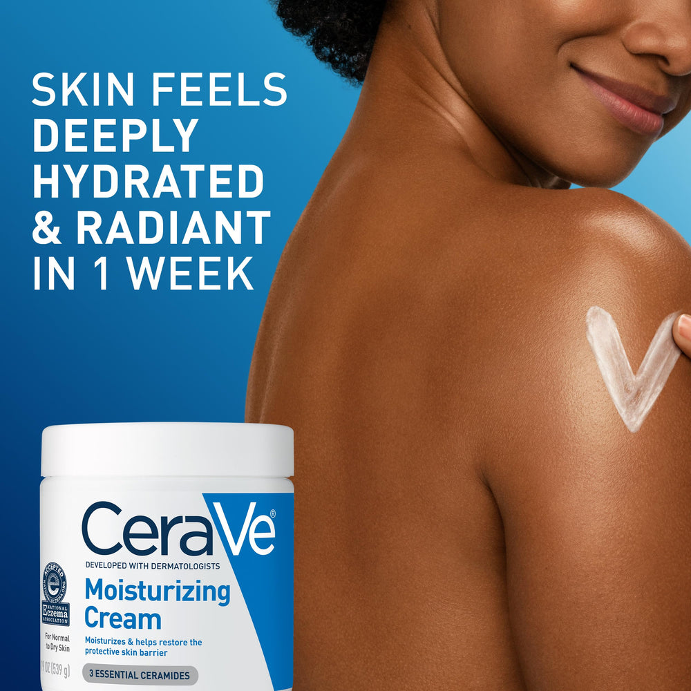 Spread of CeraVe cream on skin showing velvety texture and non-greasy finish