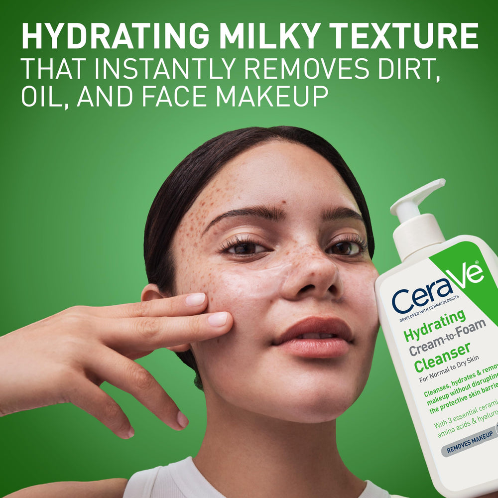 CeraVe cream texture close-up demonstrating rich base for gentle, low-friction cleansing