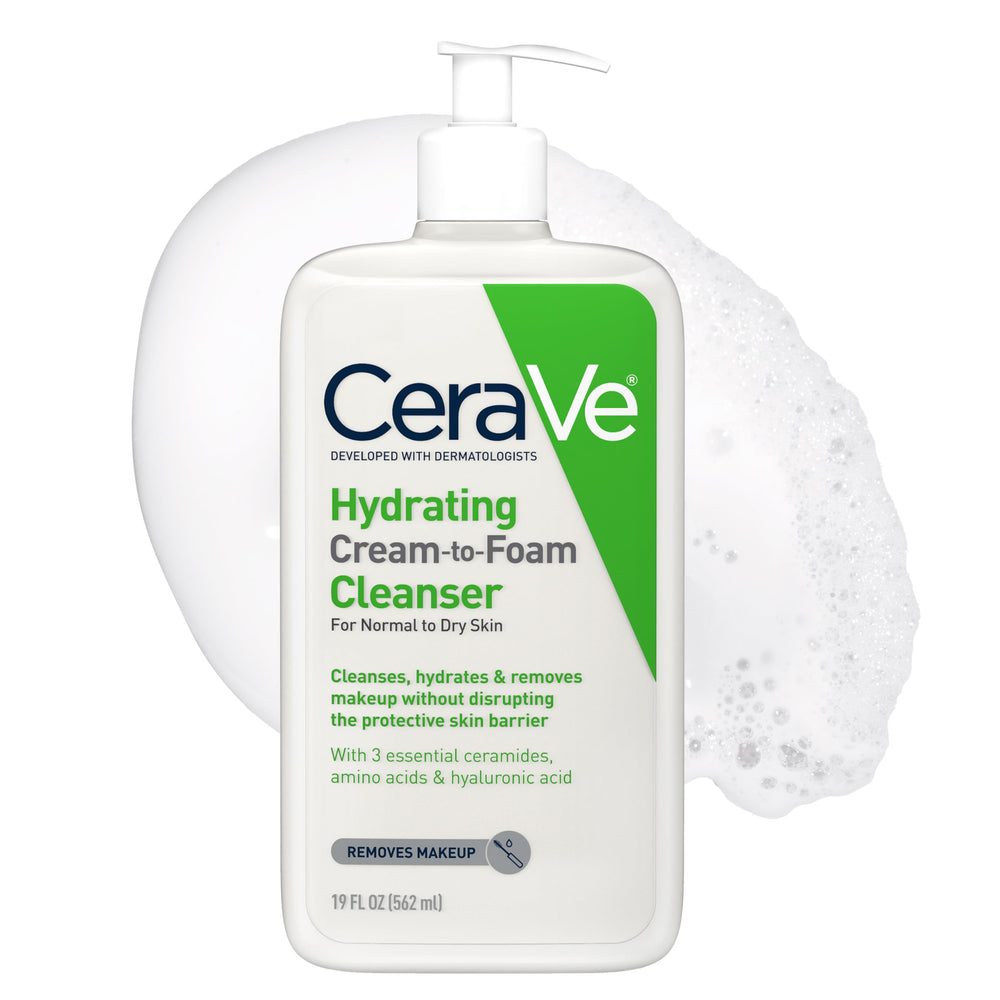 CeraVe front packaging showing large 19oz bottle and clear label, easy identification benefit