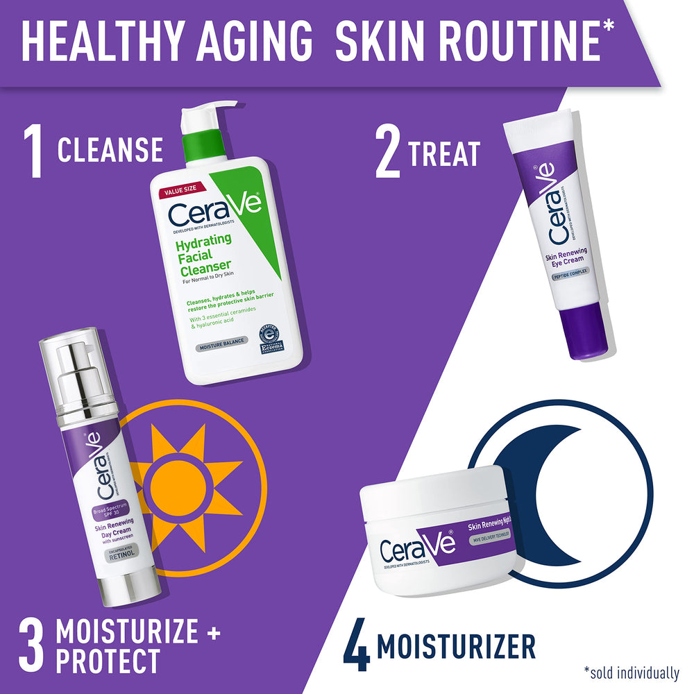 CeraVe beside a ruler size comparison showing 0.5 oz travel-friendly benefit