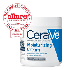 CeraVe jar open to reveal creamy texture and quick-absorbing benefit