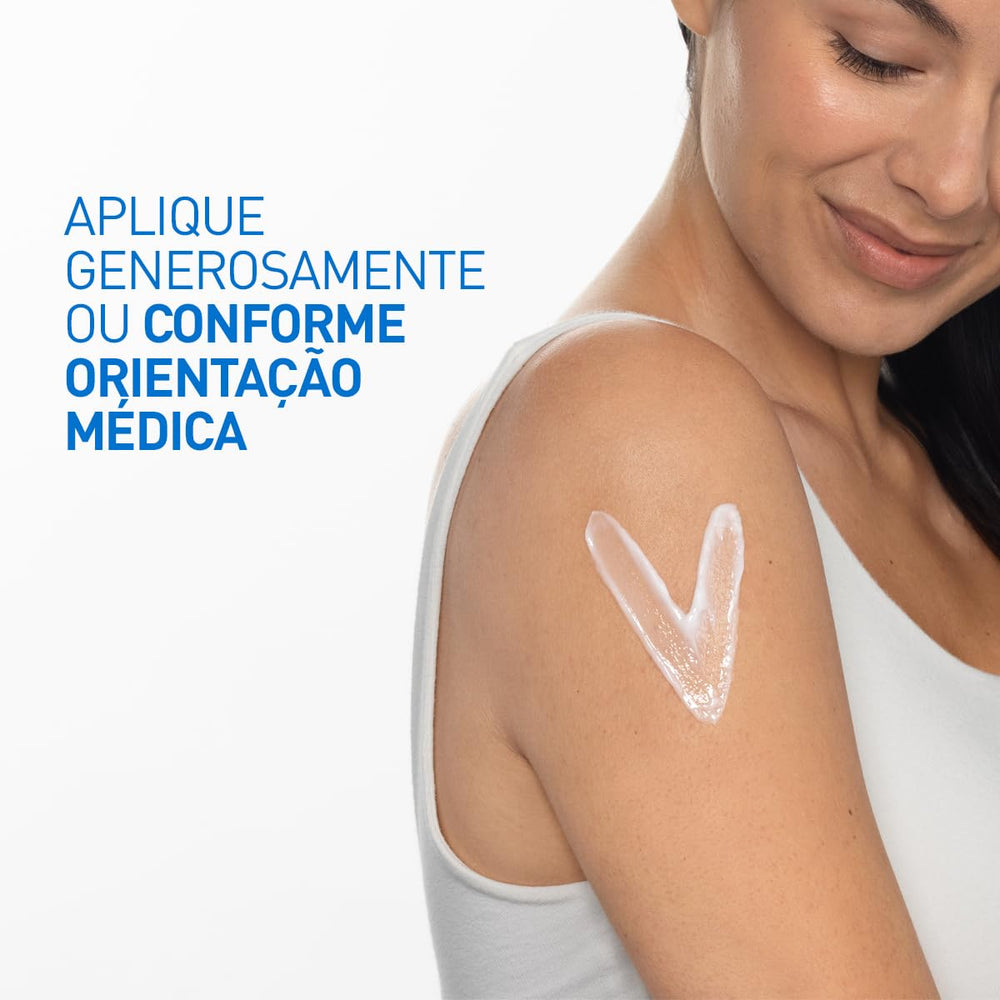 CeraVe cream being applied to forearm showing instant moisturized appearance and comfort